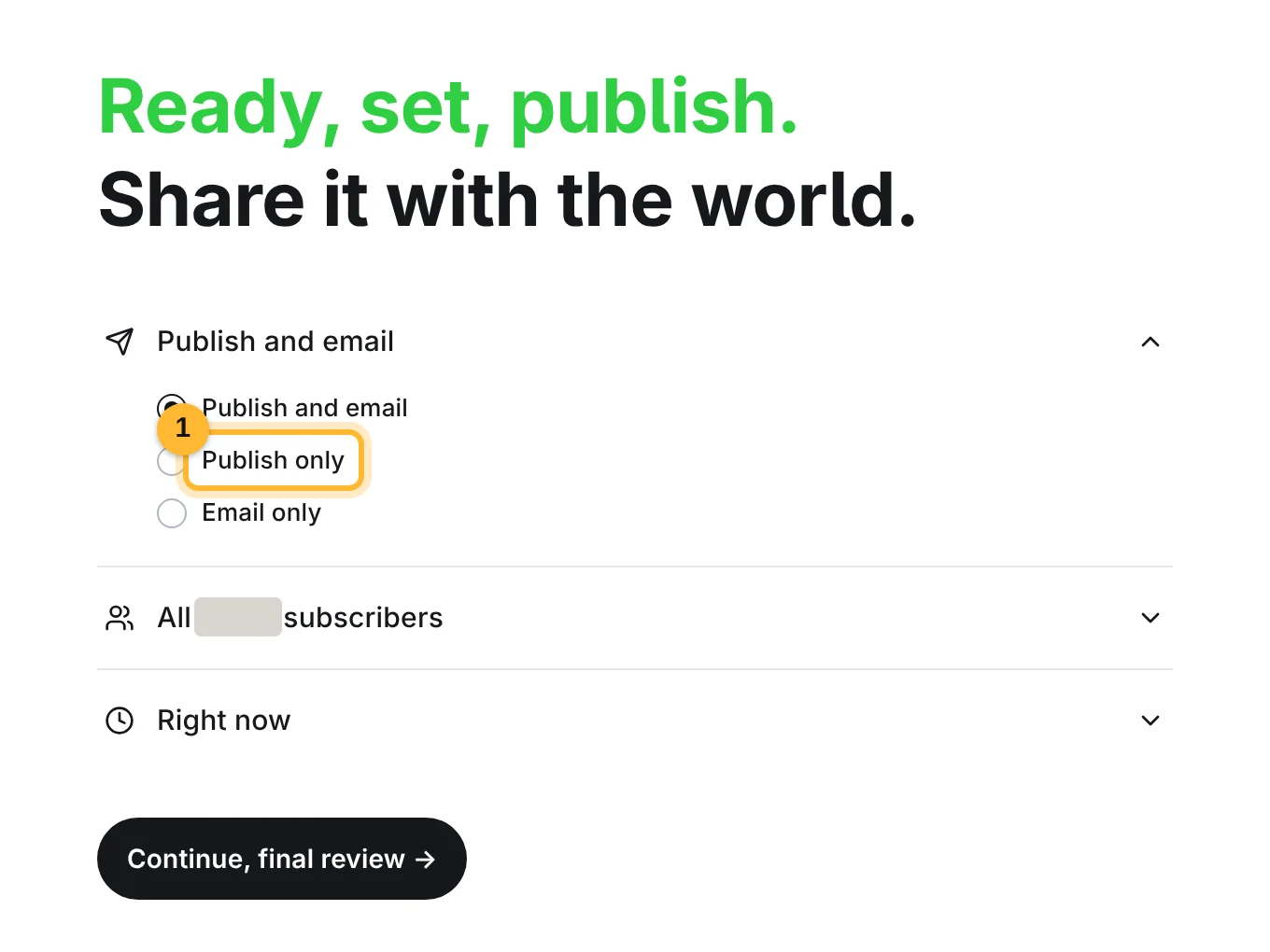 Publish choices with Publish only marked