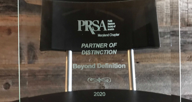 Capitol Communicator reports Beyond Definition has been recognized by the Public Relations Society of America Maryland Chapter with an award