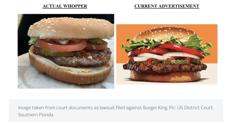 Burger King sued over deceptive marketing.
